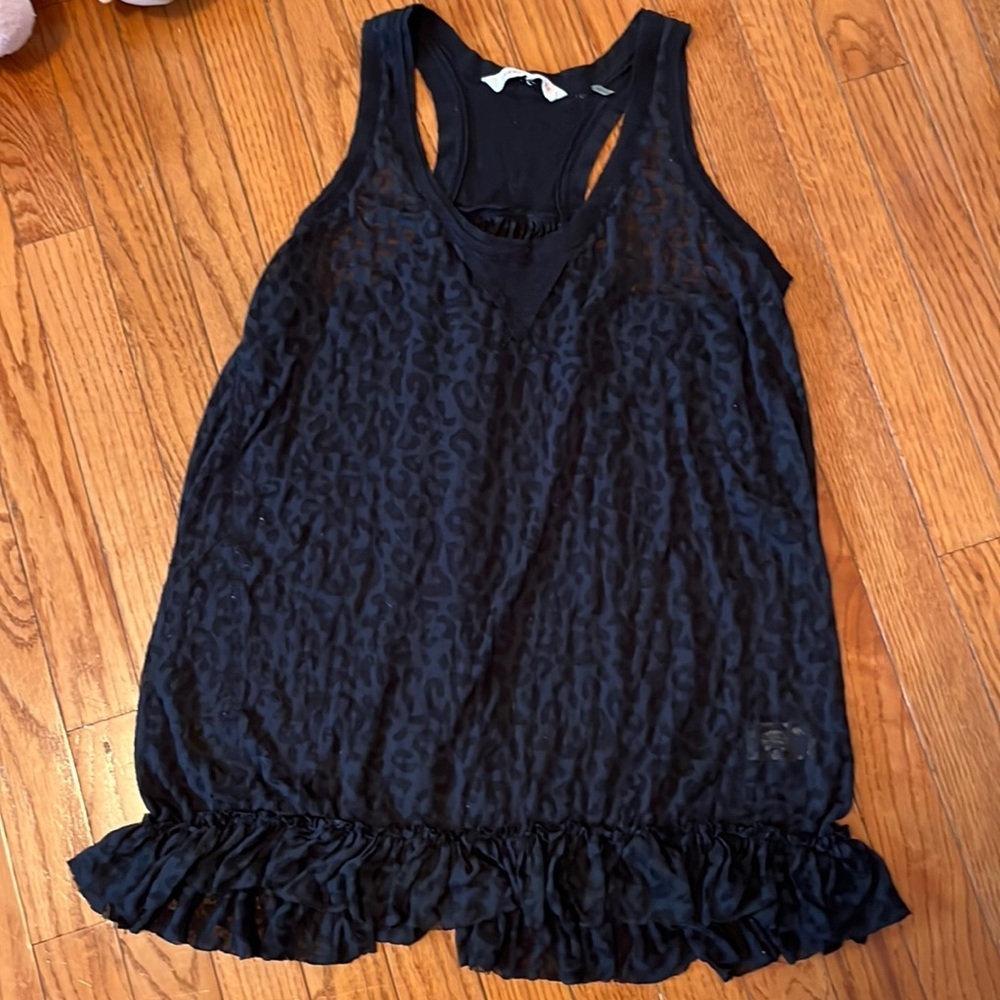 Rebecca Taylor black cheetah burnout tank